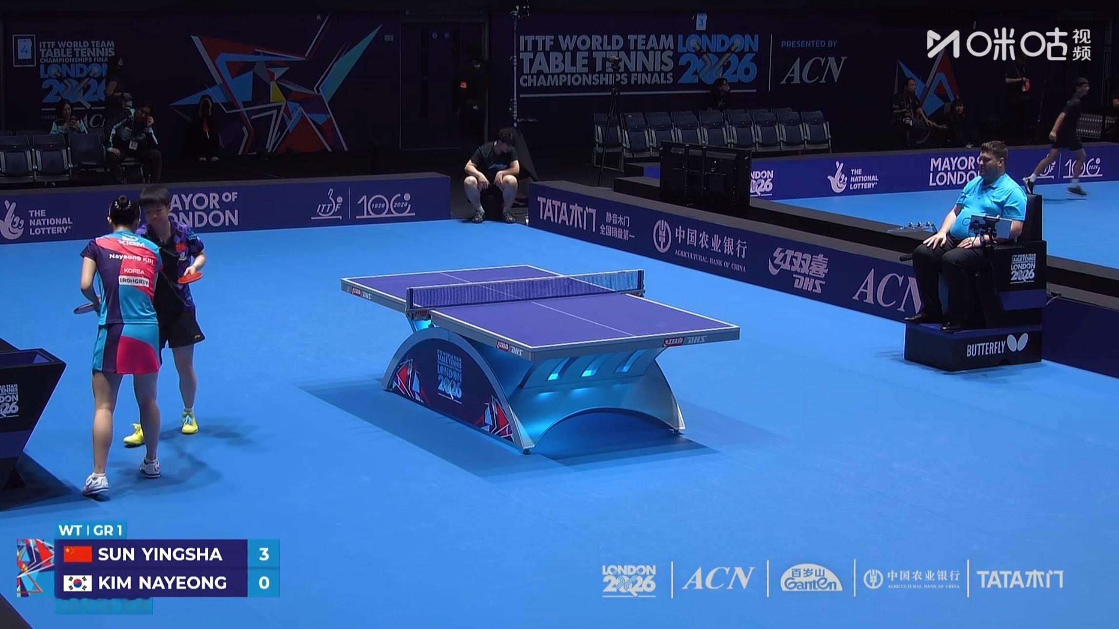 孙颖莎3比0金娜英(11-8，11-4，11-5)孙颖莎vs金娜英中国女团vs韩