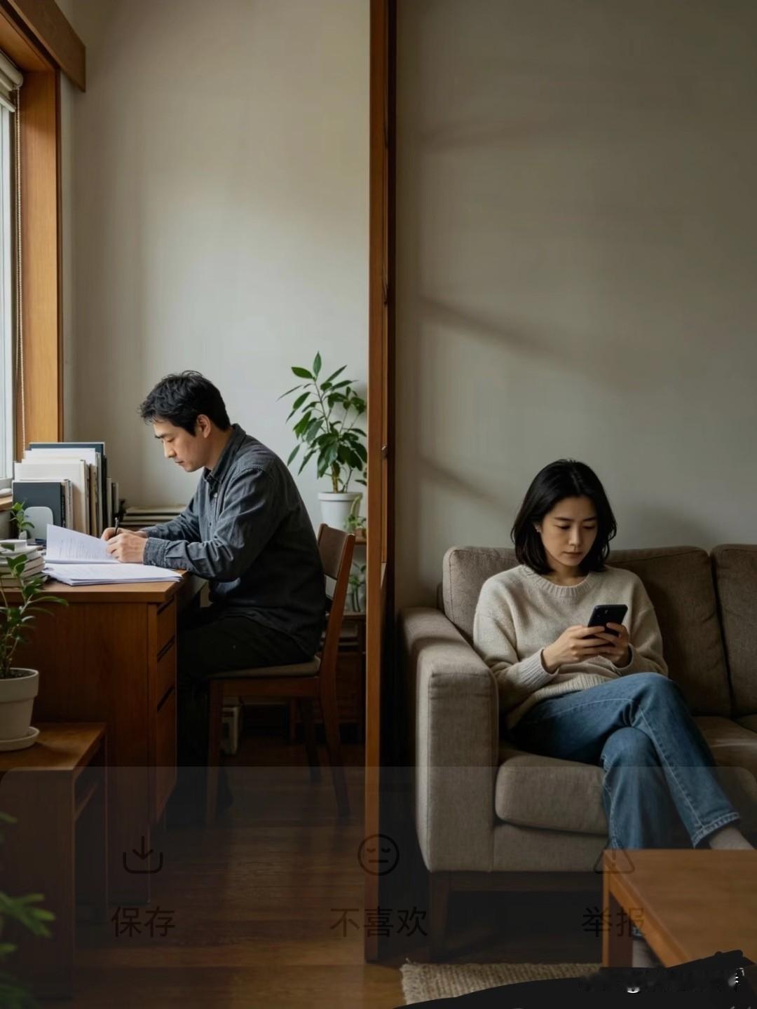 多少夫妻，
熬成同住一个屋檐下的室友…

现实里不少婚姻慢慢变成了这般模样。分床