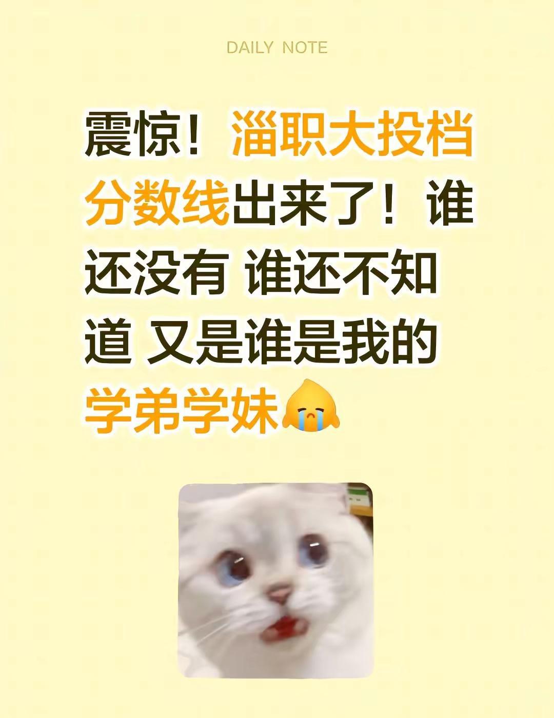 震惊！淄职大投档分数线出来了！谁还没有 谁还不知道 又是谁是我的学弟学妹投档线 