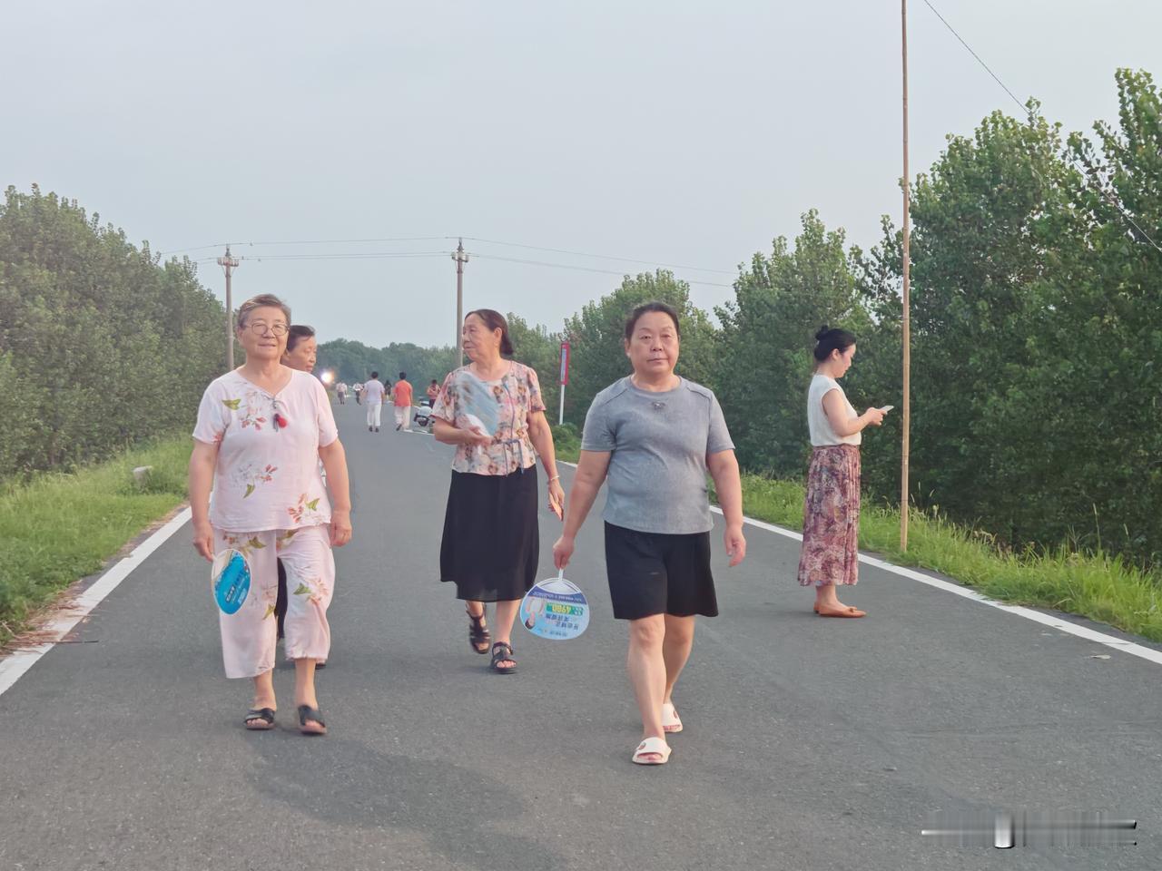 夏夜，热闹的云梦府河大堤