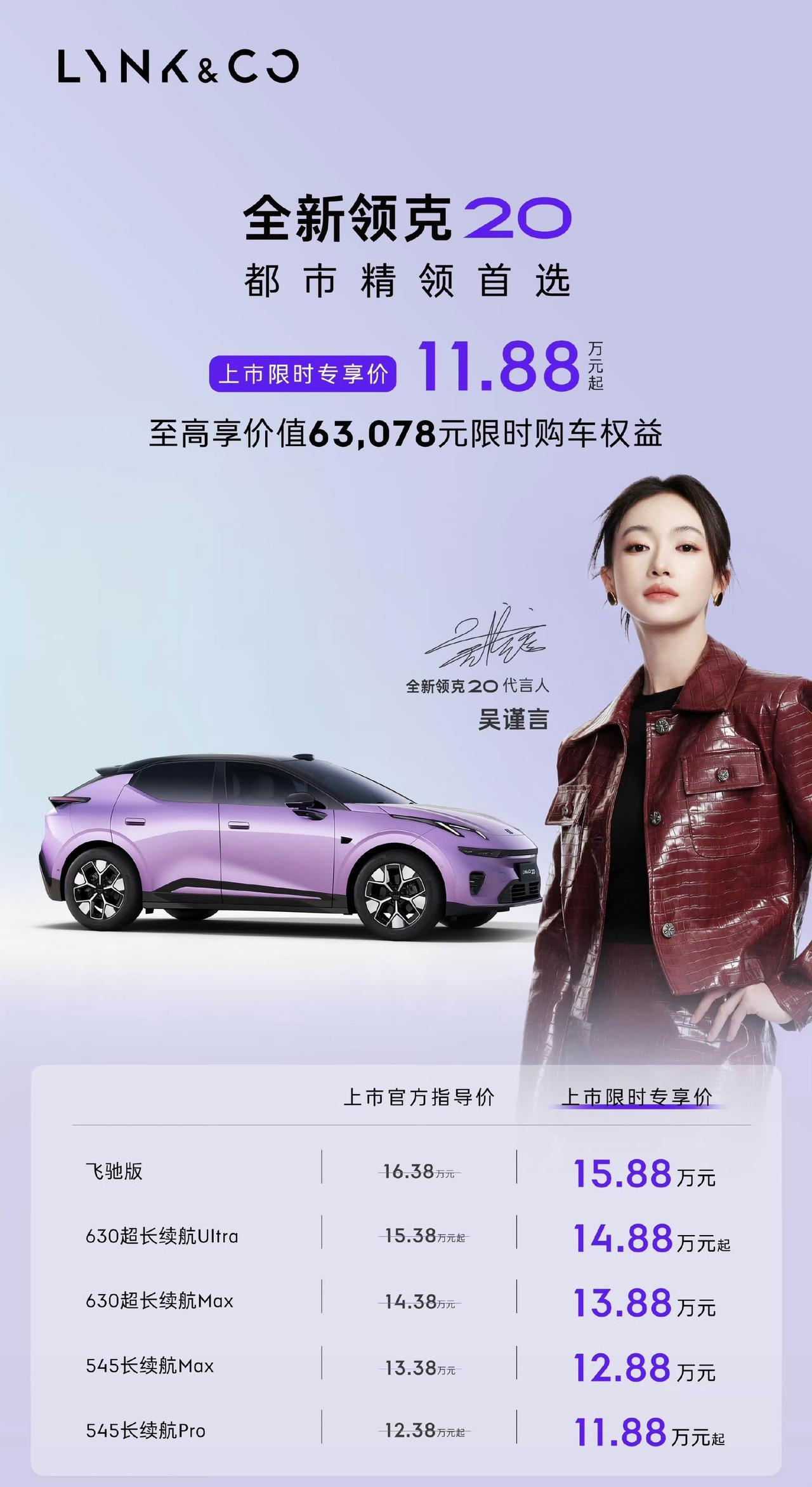 领克20咱们聊聊，新车就是领克Z20迭代更名，主打精致好开的纯电SUV，SEA 