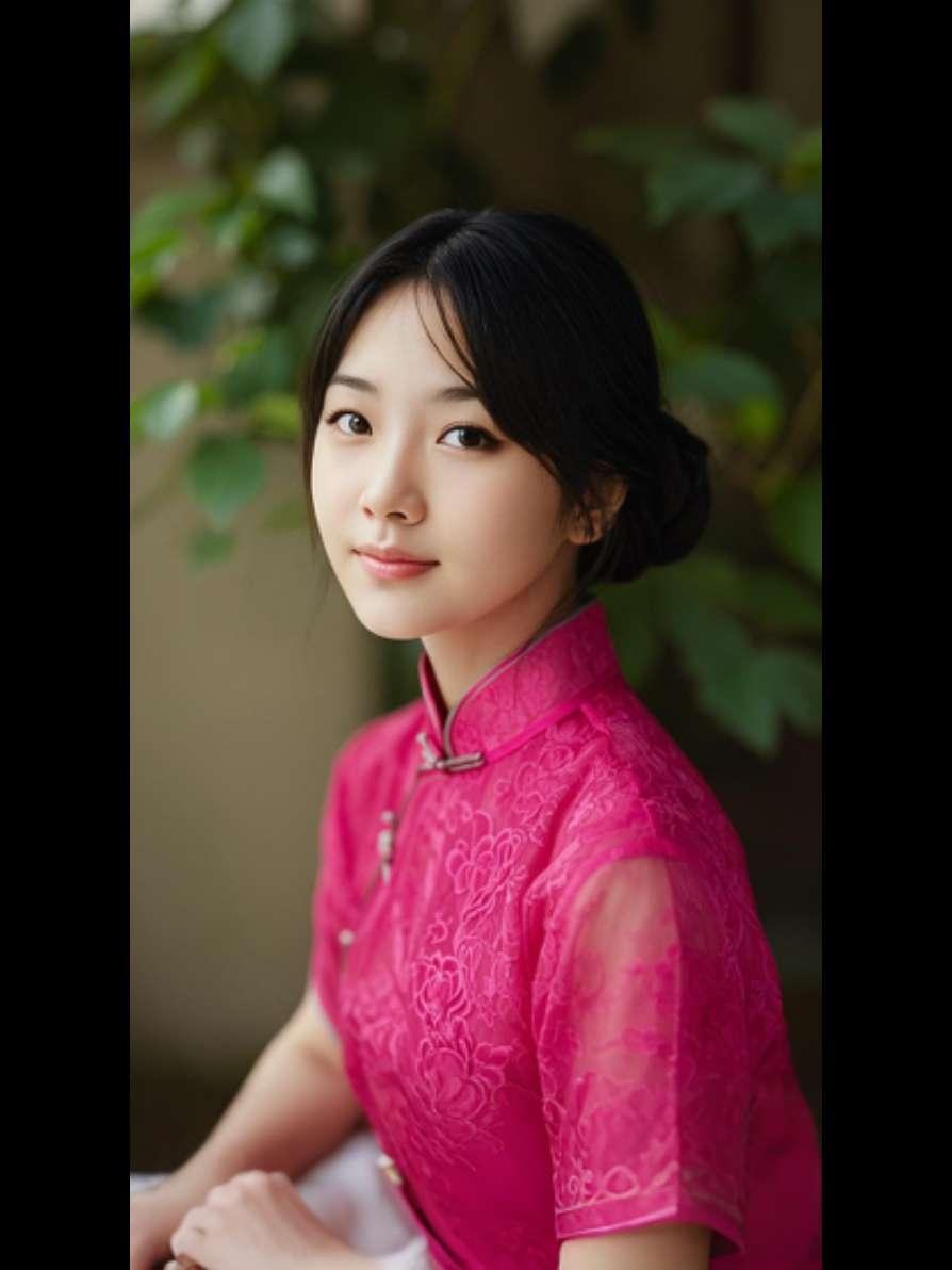 AI扩图 AI艳粉微笑