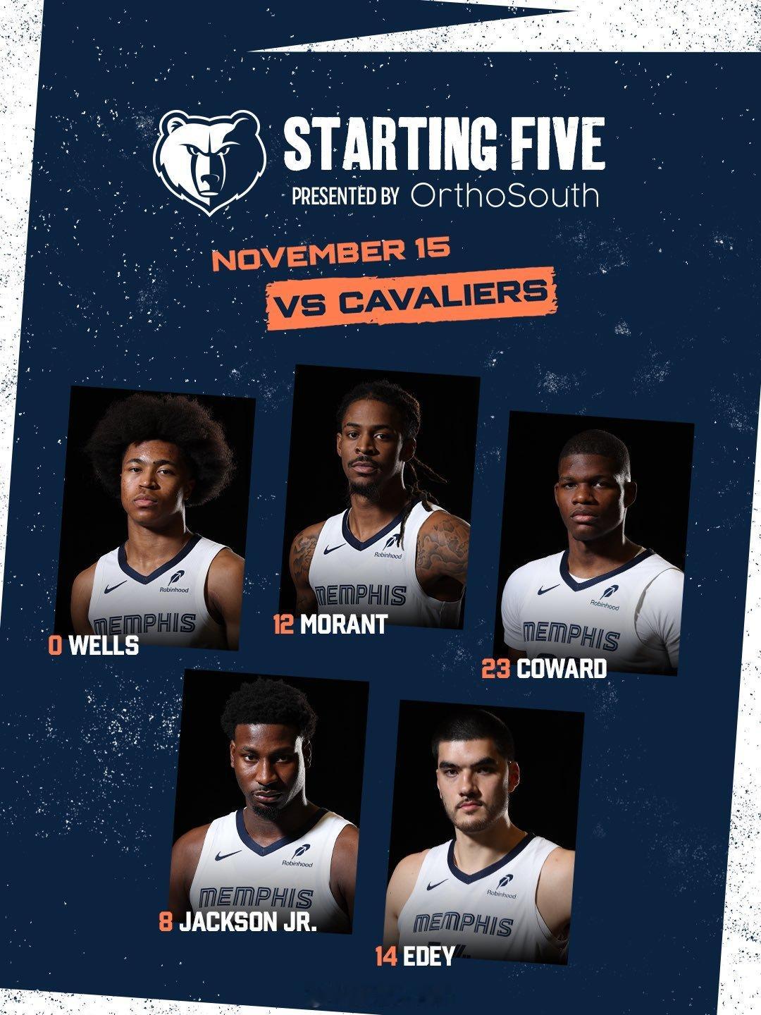 伊迪新赛季首秀，撞上考沃德第一次首发。灰熊从今天开始进入新的时代。 