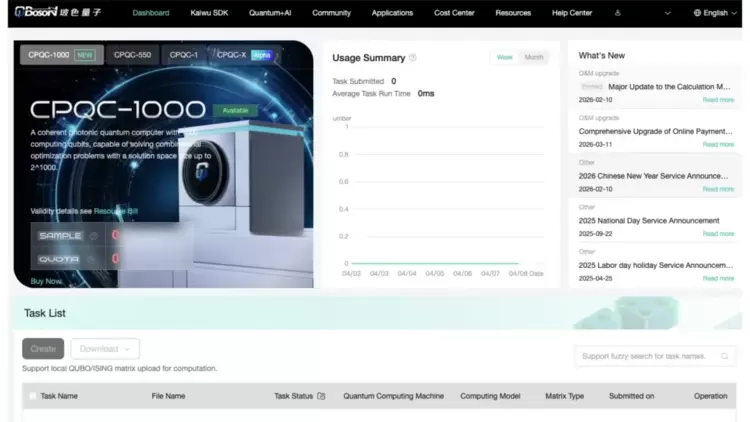 量子真机算力，随买随用 丨 玻色量子云服务春季更新发布