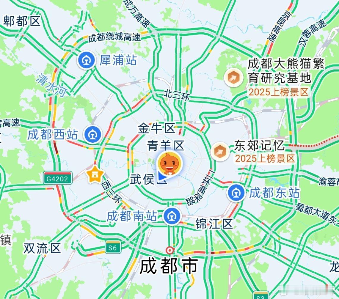 节后第一天，感觉好多人都还在年假中未回，成都的交通完全不像工作日 ​​​
