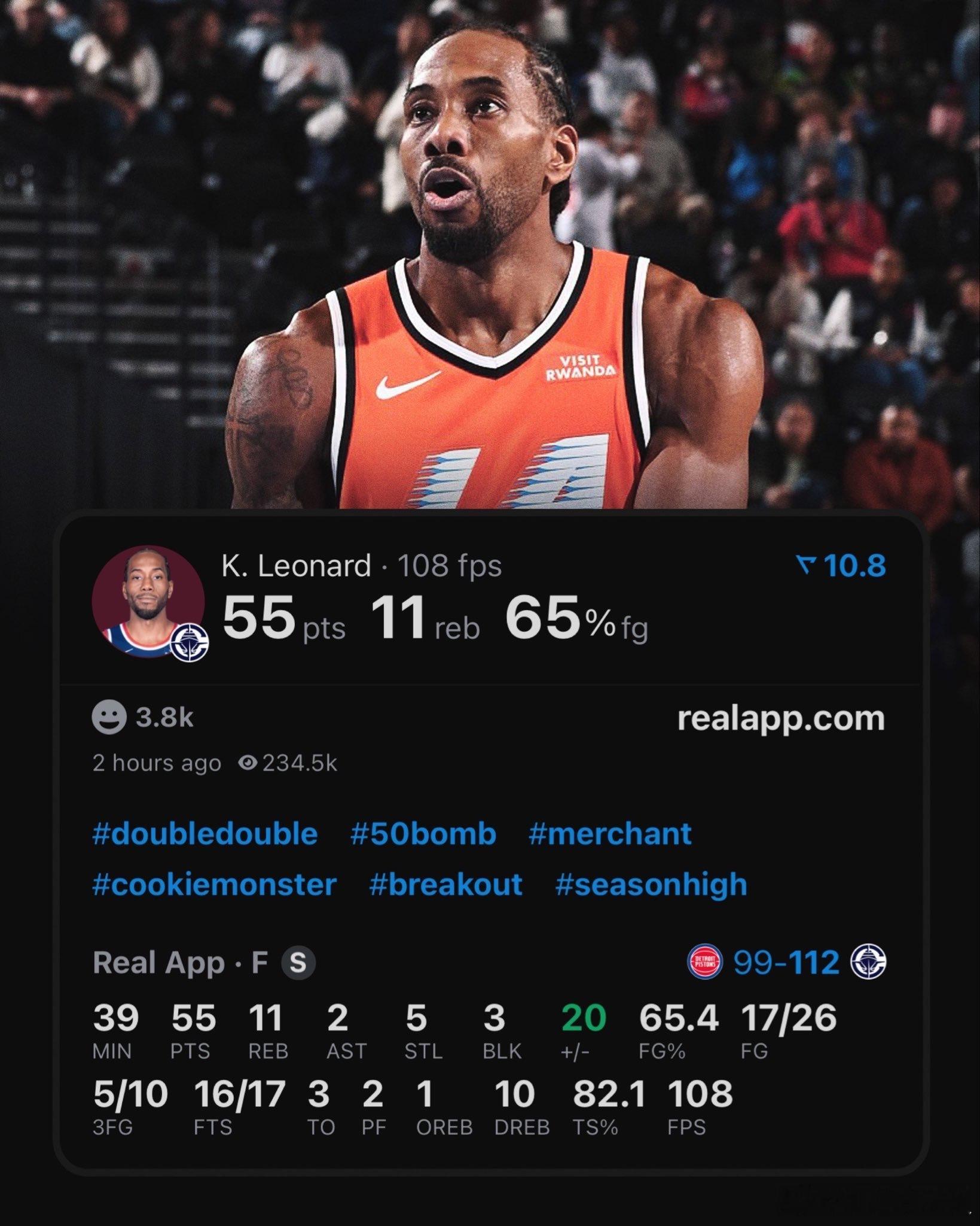 洛杉矶快船 NBA球员评分 伦纳德-我的评分：得分机器人🤖回归！洛杉矶快船快船