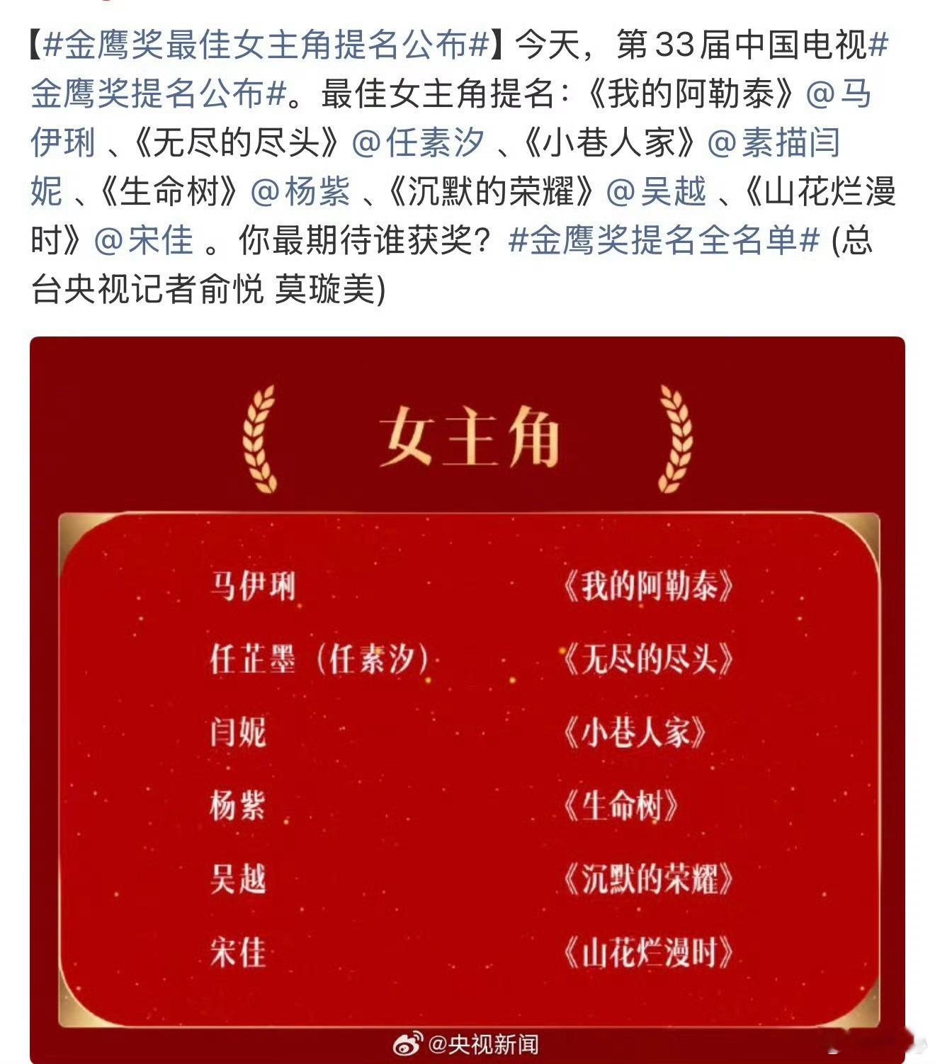 金鹰奖掉提意难平本届金鹰奖提名名单一出，真的好多人心里觉得意难平。现实主义题材扎