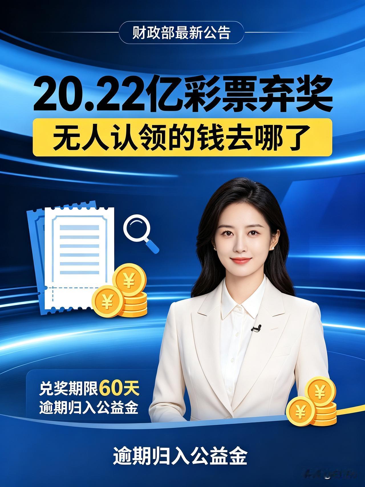 20.22亿彩票奖金无人领，弃奖金额暴涨29%

财政部最新公告公布，2025年