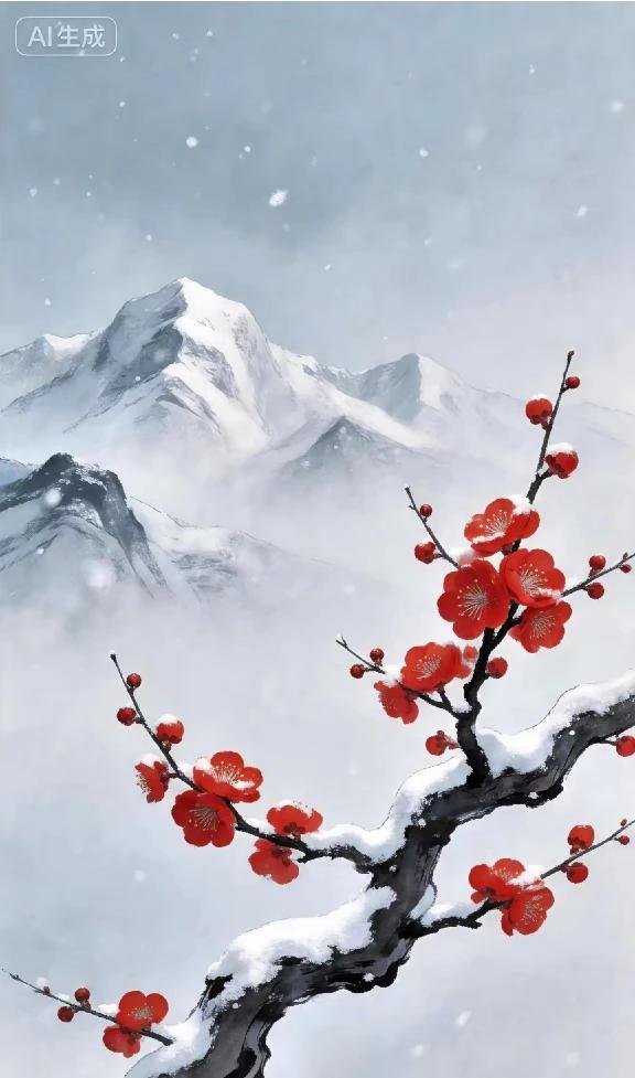 上联：雪域寒梅艳
下联：疏影蕴春来