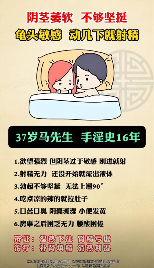 宗筋萎软，不够坚挺，海绵体敏感，动几下就结束了，该如何调理？