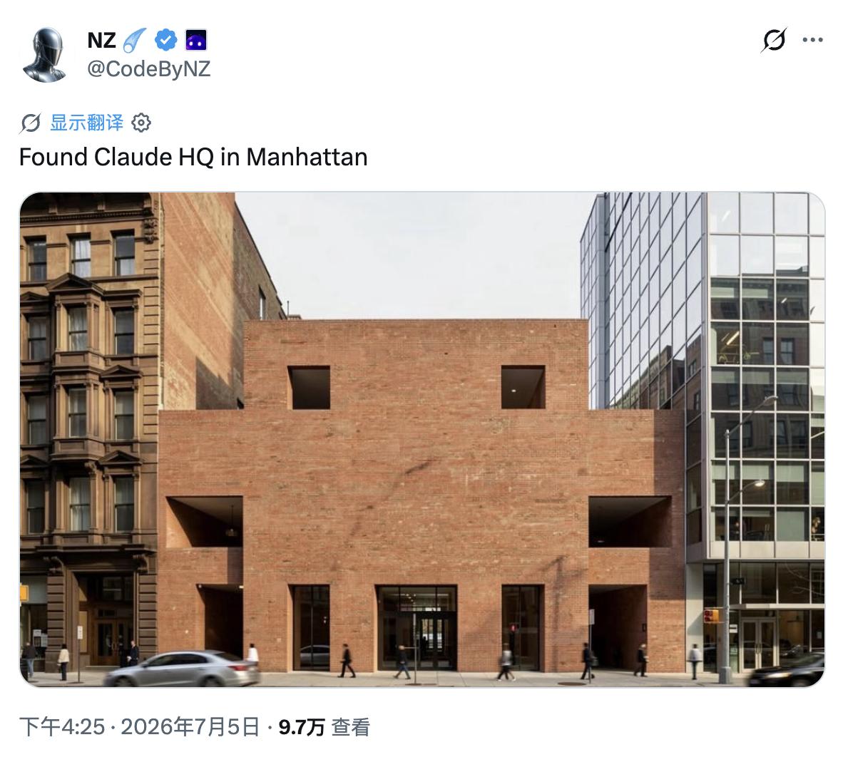 在曼哈顿发现了 Claude 的总部。
