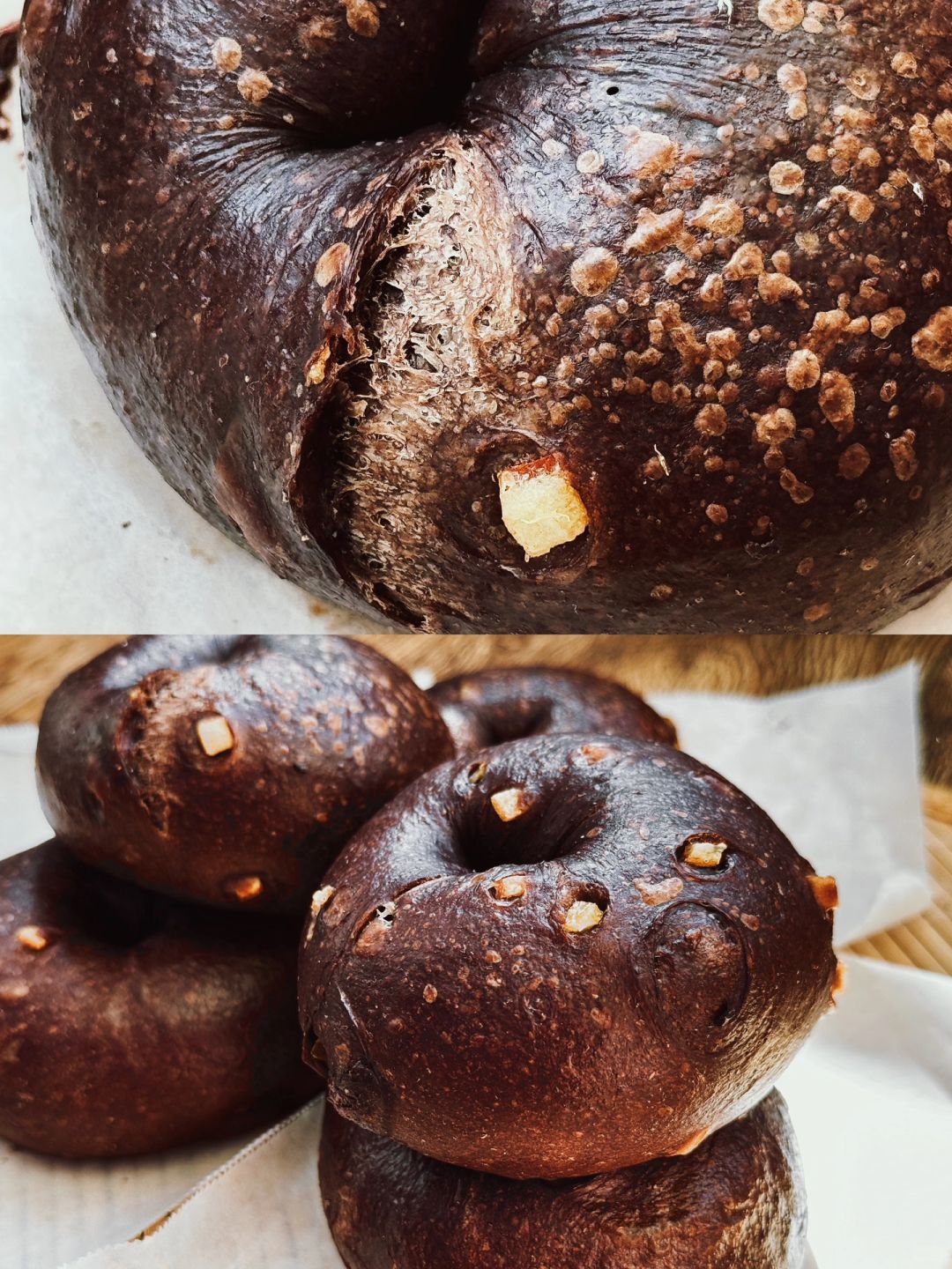 巨浓郁🍫三重巧克力贝果🥯手揉轻松搞定❗️