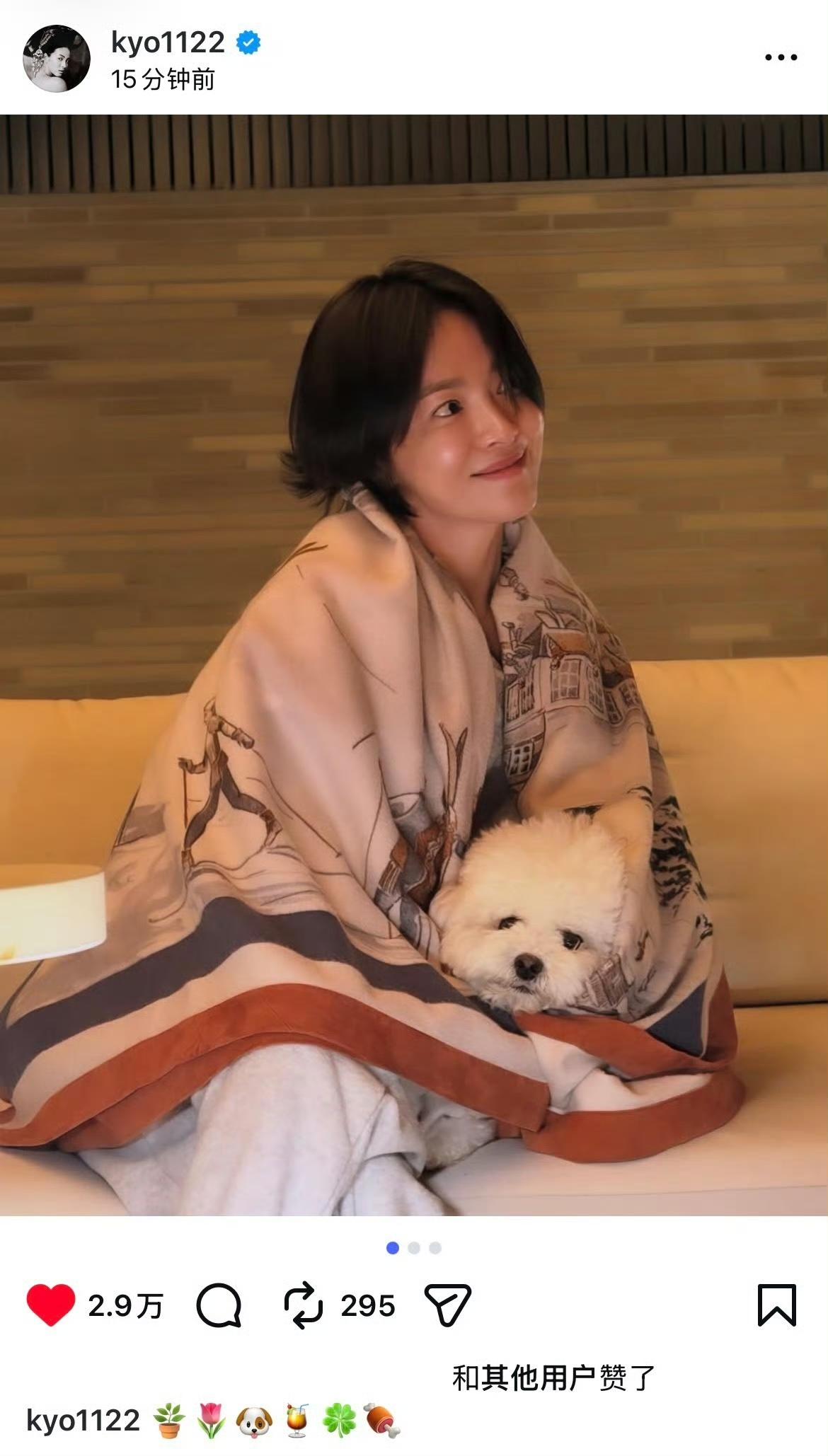 超美新图，与小狗🐶合照[害羞]