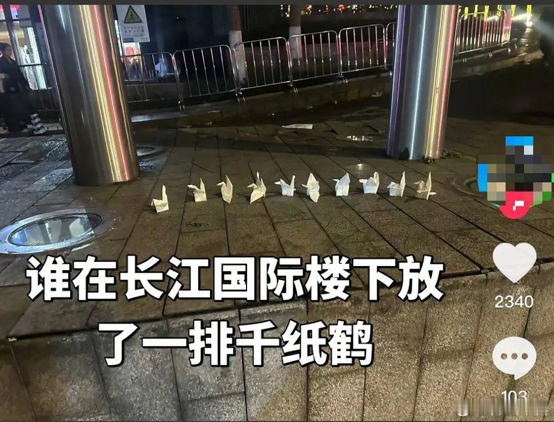 有人在长江国际楼下叠了一排千纸鹤都别打了，都给你们叠好了