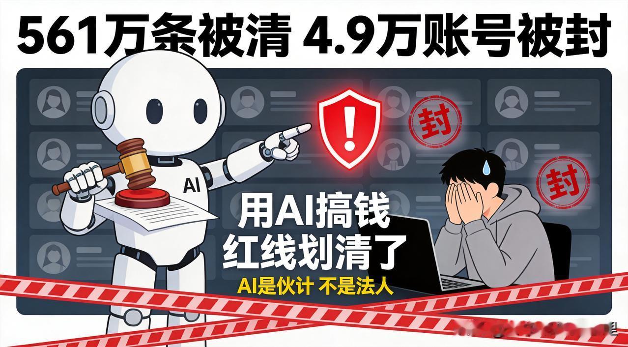 561万条AI内容被清、4.9万账号被封：搞钱红线划清了
今天中央网信办这份通报