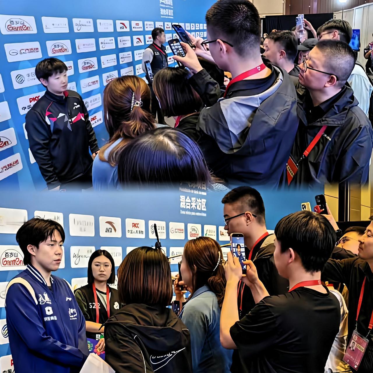 快看！
两小只后台采访的截图来啦！
我的天，这场面人也太多了吧！

媒体老师估计