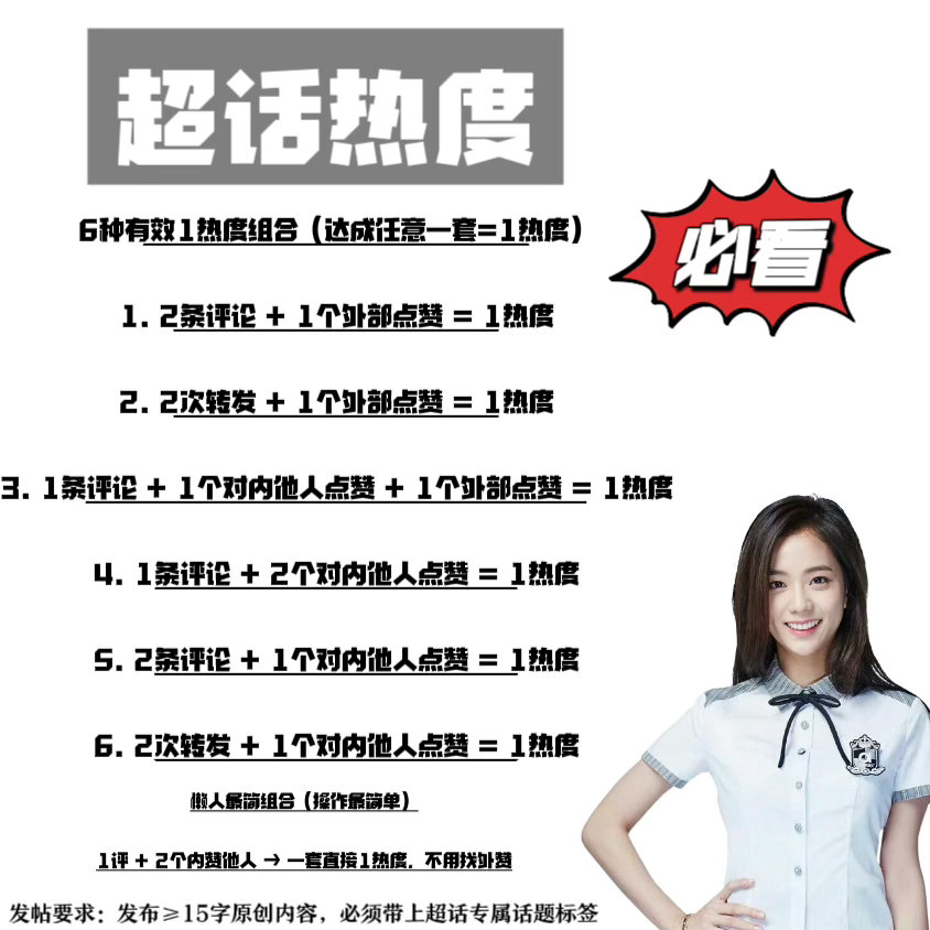 kimjisoo  超话热度大家看一下超话内0️⃣评的帖子按此格式消灭一起来做超