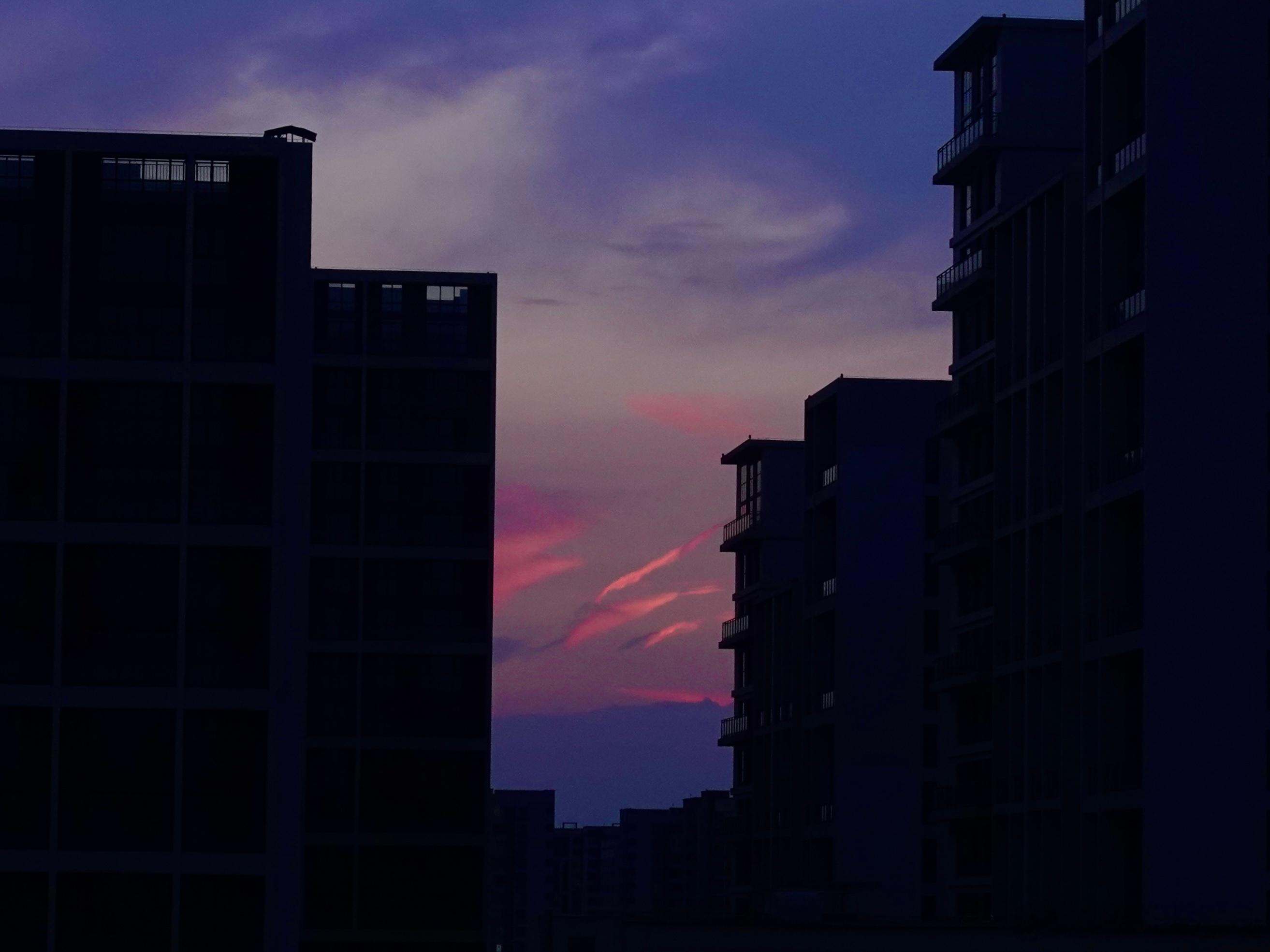 今日 天空 粉粉的 