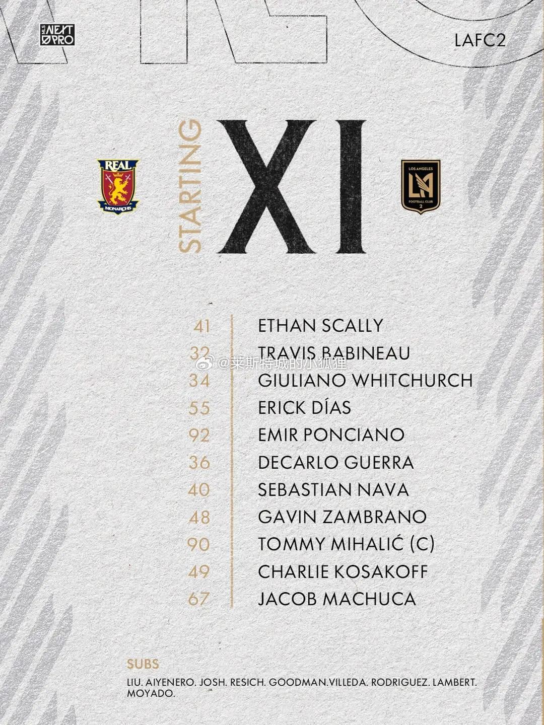 MLS Next Pro联赛 洛杉矶FC二队2-2战平皇家君主 中国球员刘邵子洋