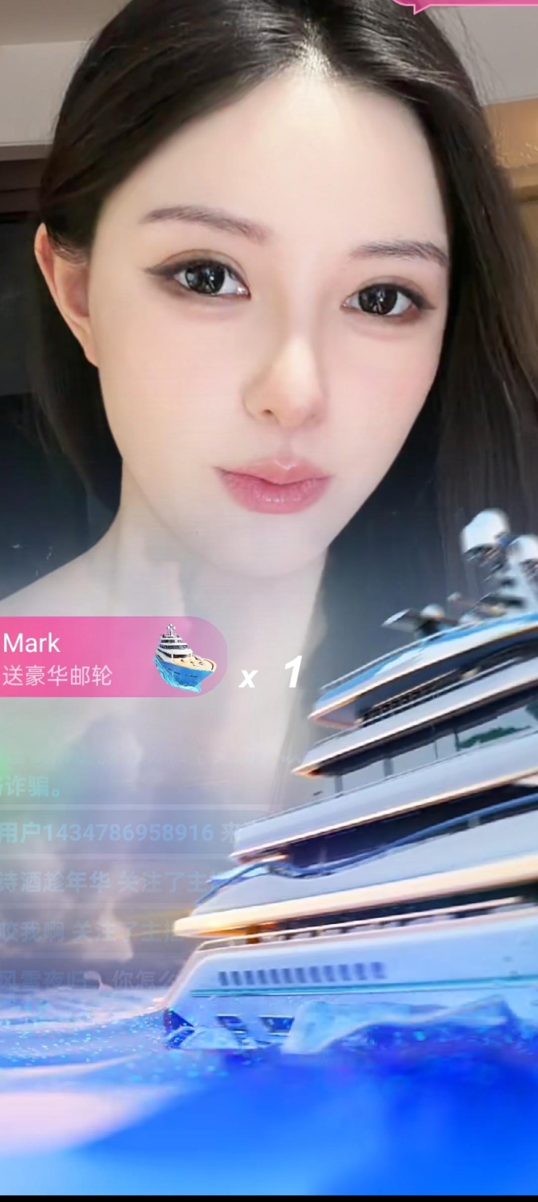 这张图有个美女在炫耀豪华邮轮。