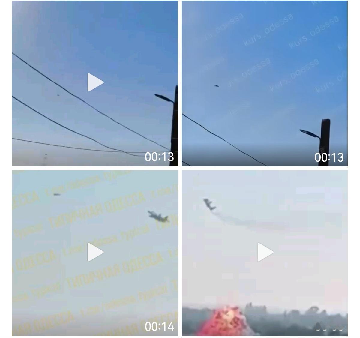 今天早上，乌克兰空军一架米格-29战斗机在敖德萨州低空追击，并击落了俄罗斯一架“