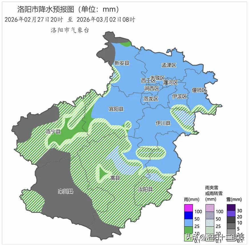 洛阳将迎来一场春雪，这场雪将会在三月如期而至，正所谓三月桃花雪，记得每年咱洛阳都