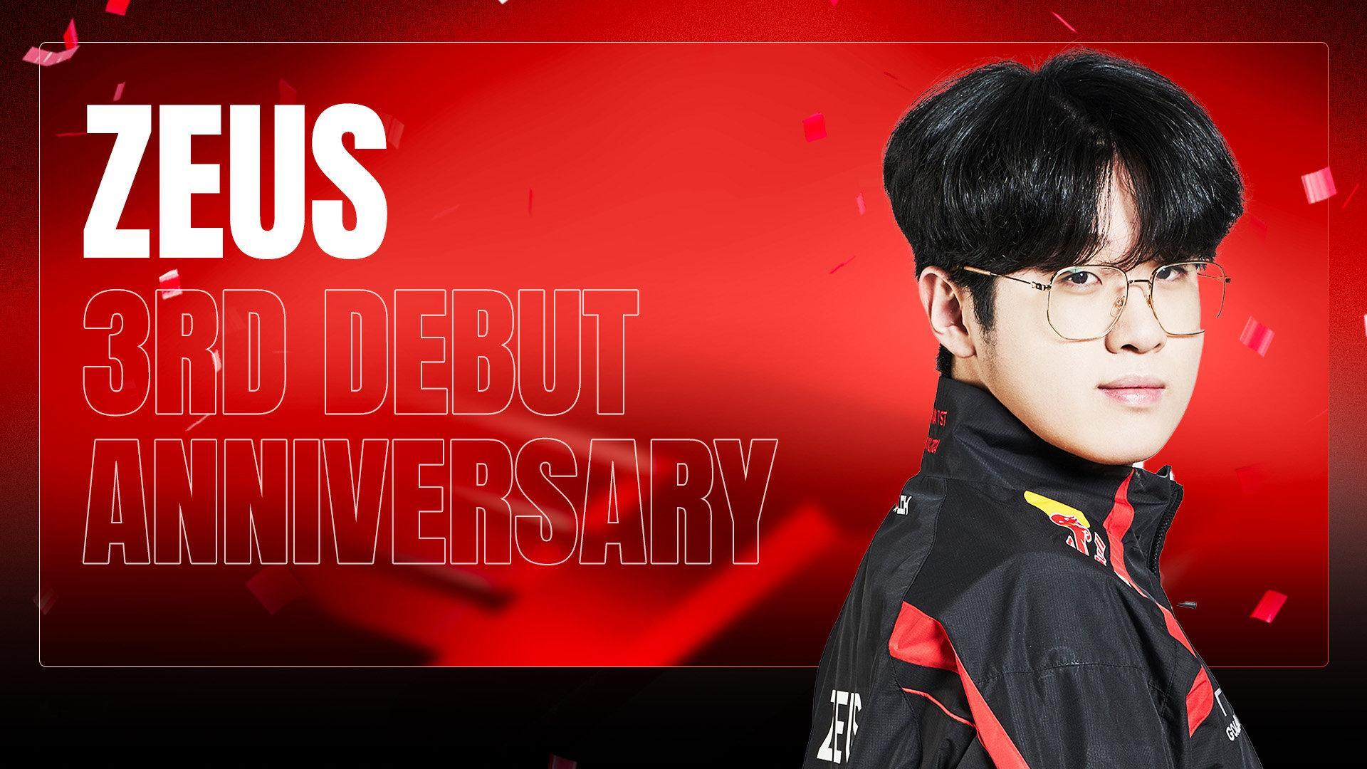 #zeus出道三周年# #T1# 今天是 选手出道三周年！官方祝贺文下面是各种Z