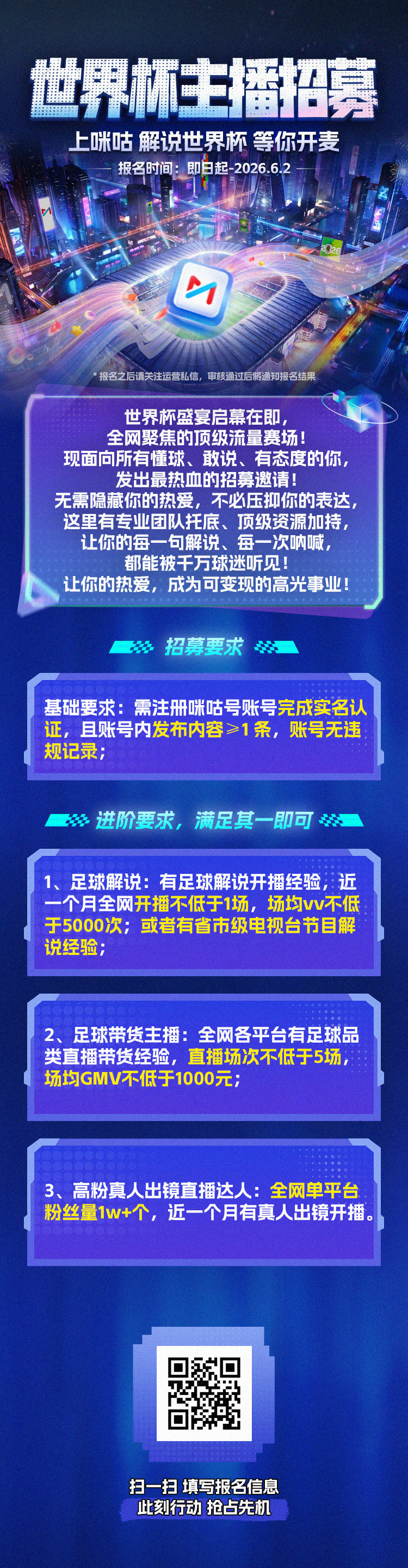 【转发抽一个50🧧买杯奶茶喝】帮发一条，有想解说世界杯的，可以看过来👀世界杯