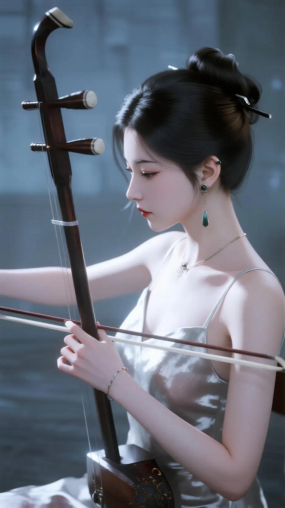 优雅古筝演奏，沉静如水的女子