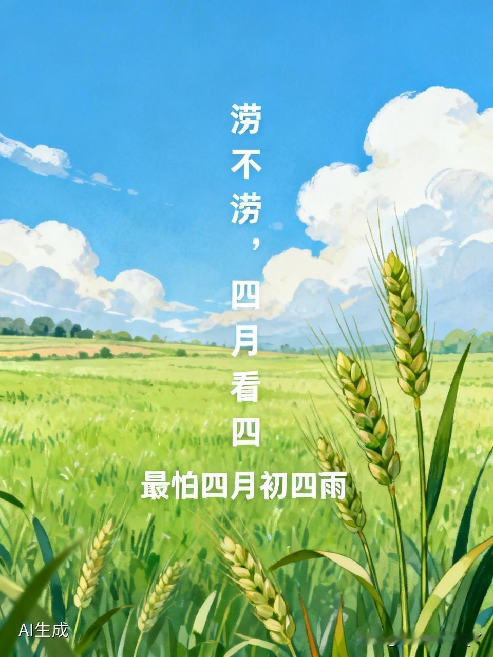 -今天是四月初四民间俗语有
涝与不涝，四月初四见分晓
- 最怕四月初四降甘霖
-