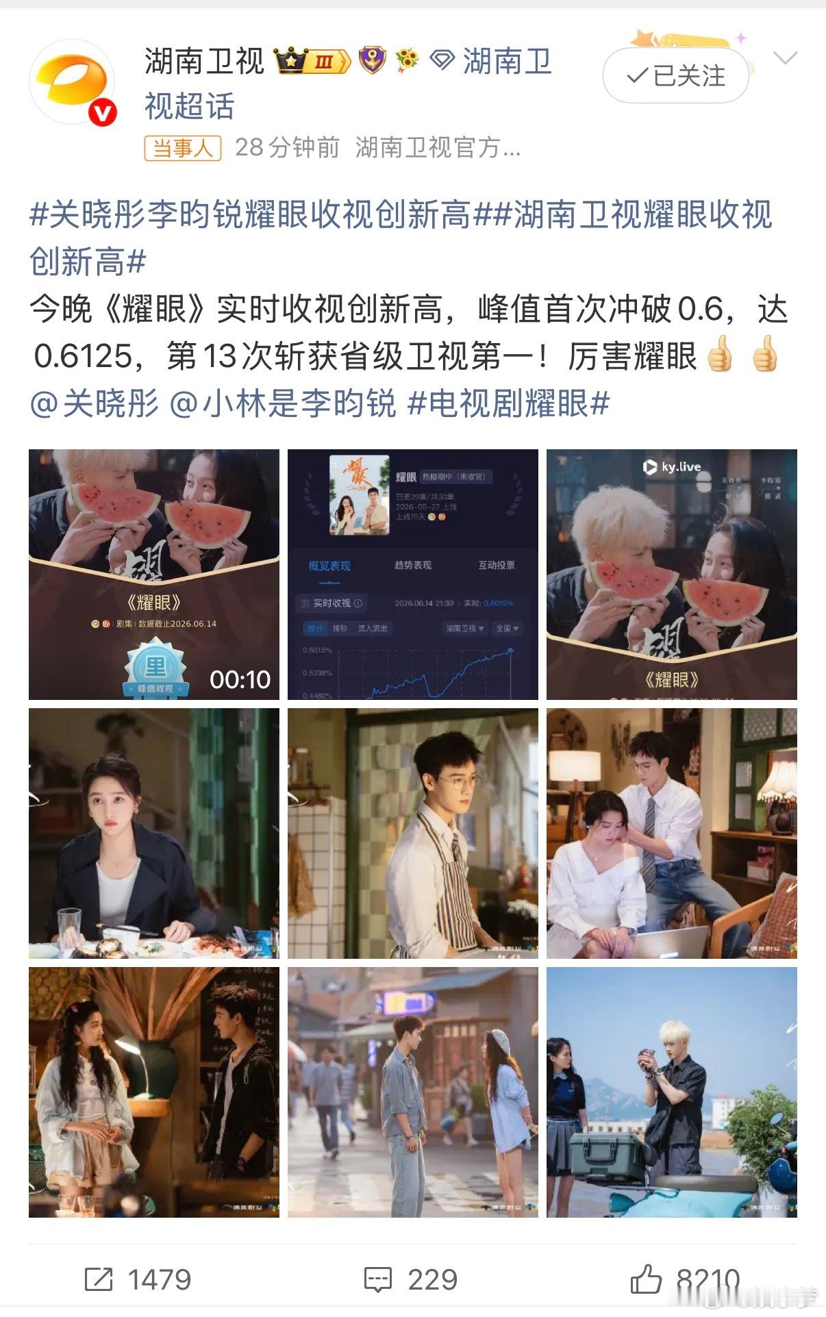 戏里深情相伴，戏外默契十足！关晓彤李昀锐搭档带来惊喜不断，剧集收视登顶省级卫视榜