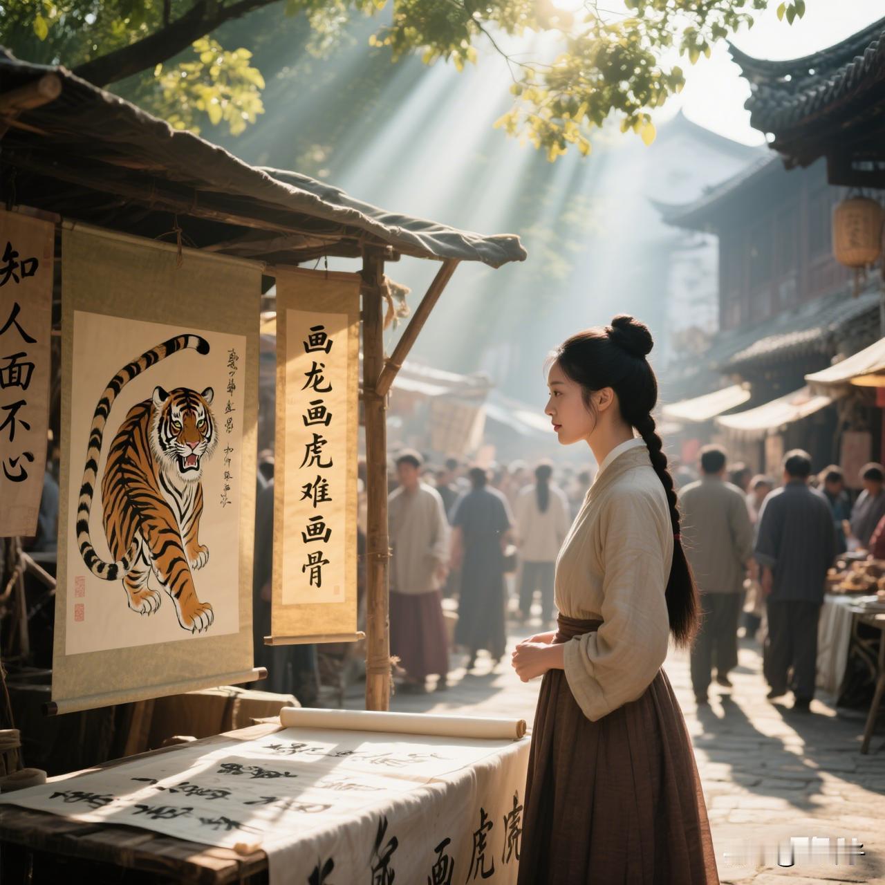 下联：知人知面不知心。


赏析：“画龙画虎难画骨，知人知面不知心” 这句对联简