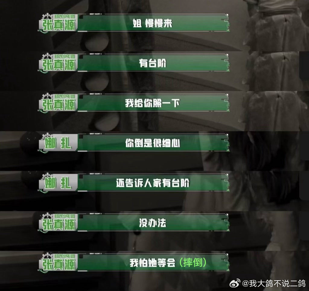 张真源提醒NPC有台阶张真源帮NPC照亮路 NPC走那段的时候张真源灯一直举着没