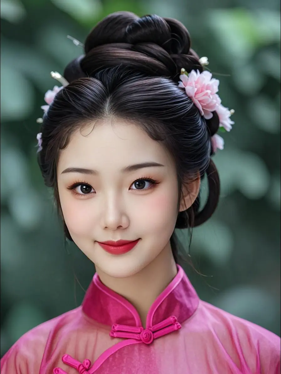 AI玫红旗袍韵