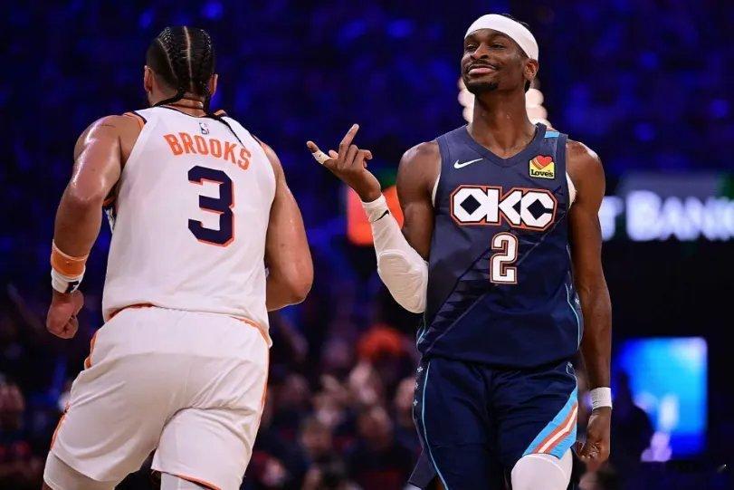 NBA季后赛首轮G2卫冕冠军雷霆主场对阵太阳，雷霆在亚历山大、霍姆格伦与杰伦三少