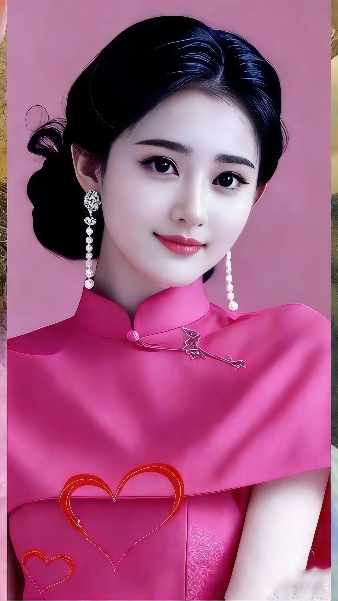 粉色旗袍穿在这位小姐姐身上，简直美出了新高度！粉色本就自带甜美浪漫的气息，旗袍又