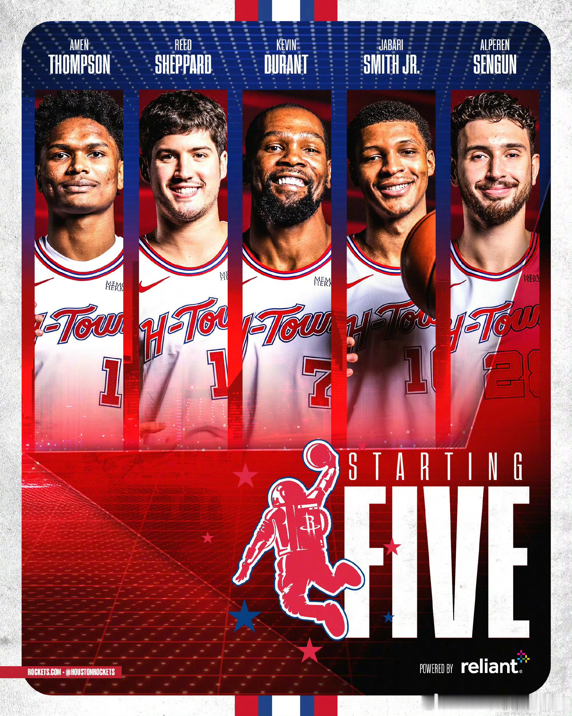 背靠背再战爵士先发不变，超级喜欢这版定妆照里大家伙的笑容火箭vs爵士