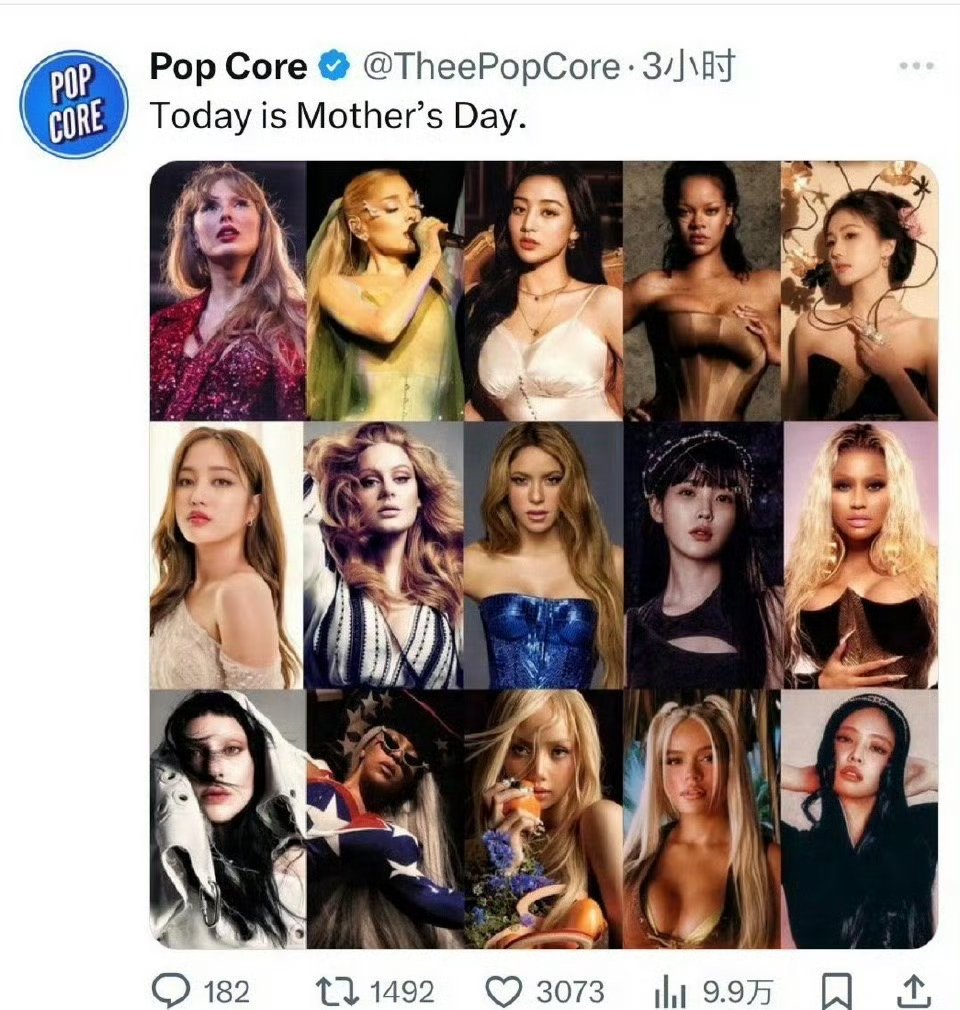 白鹿真的好火，上榜了外网发的母亲节  心目中妈妈级的女神，还是唯一一个华人脸 ​