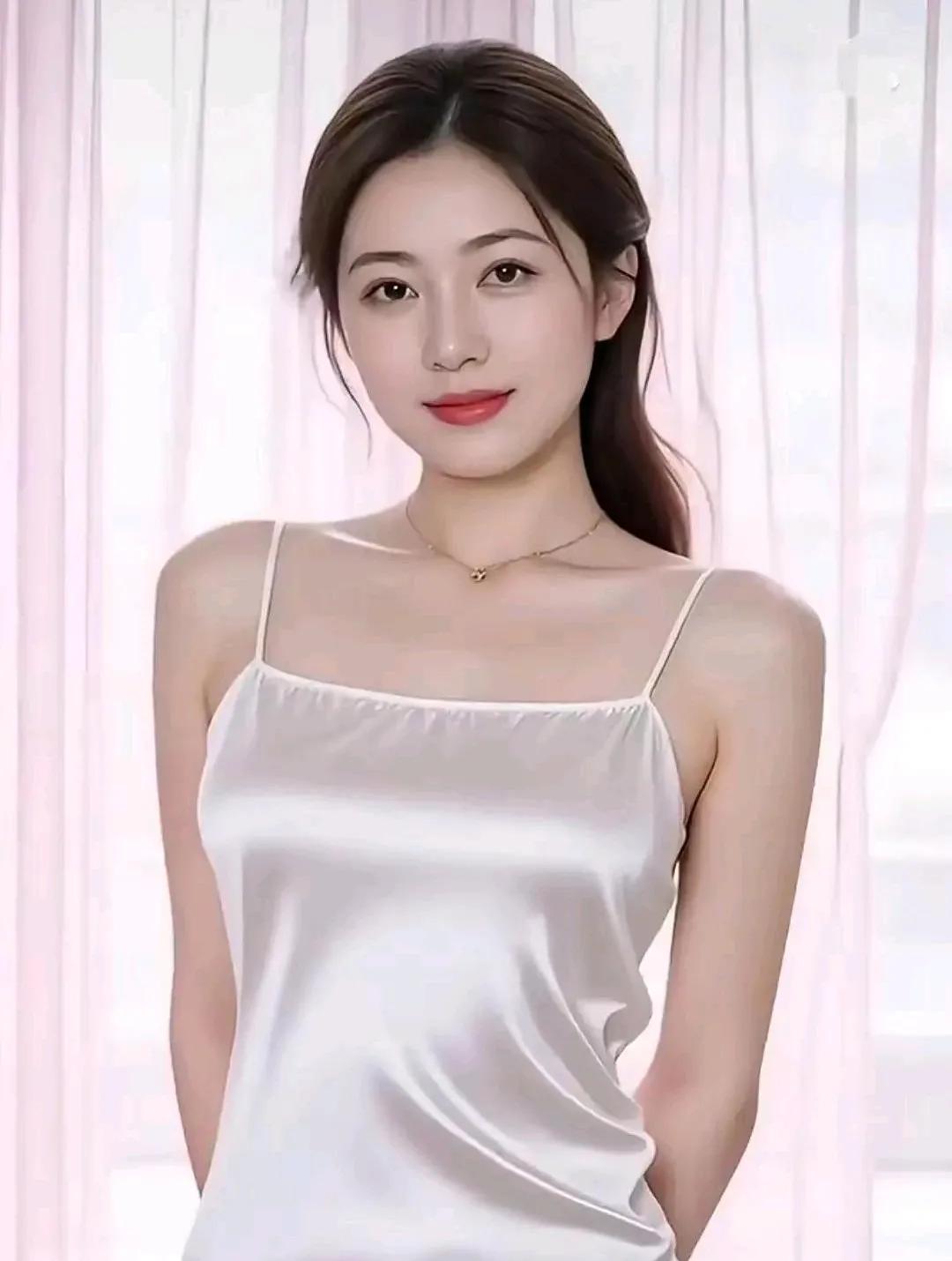 温柔优雅的白色吊带裙，散发着甜美与优雅的气息。
