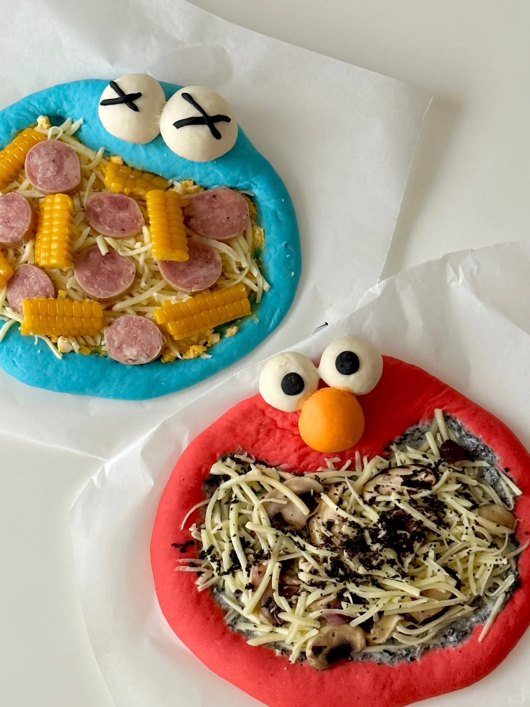 芝麻街黑松露披萨&鸡蛋沙拉火腿玉米披萨