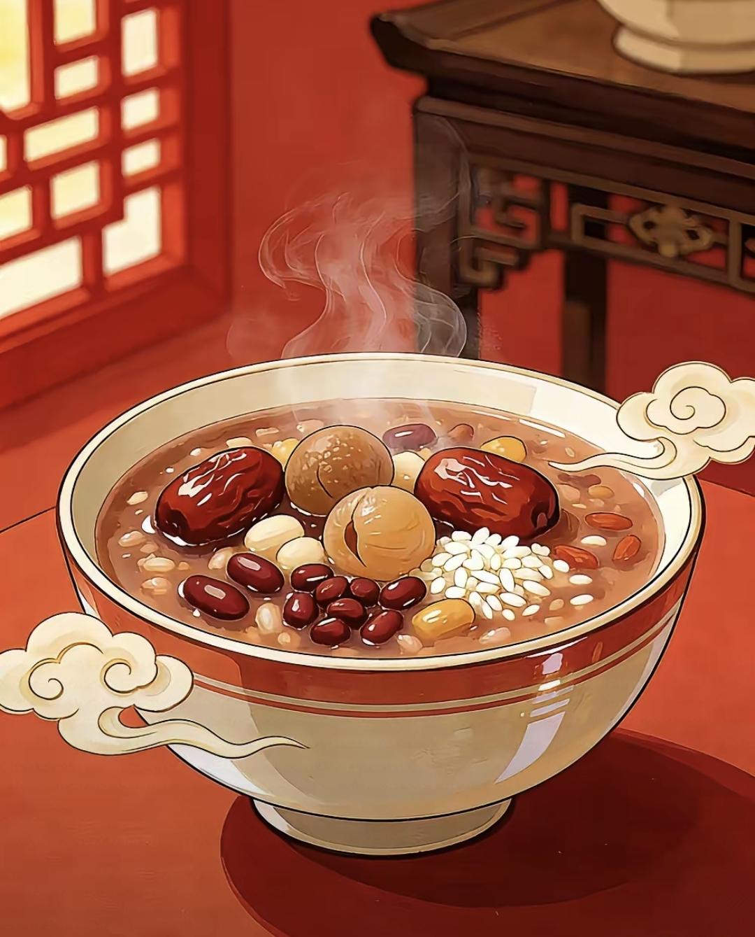 腊八节到了，明天早上必须喝粥，别拖到中午。
老人们说“早喝粥，粮满仓；晚喝粥，米