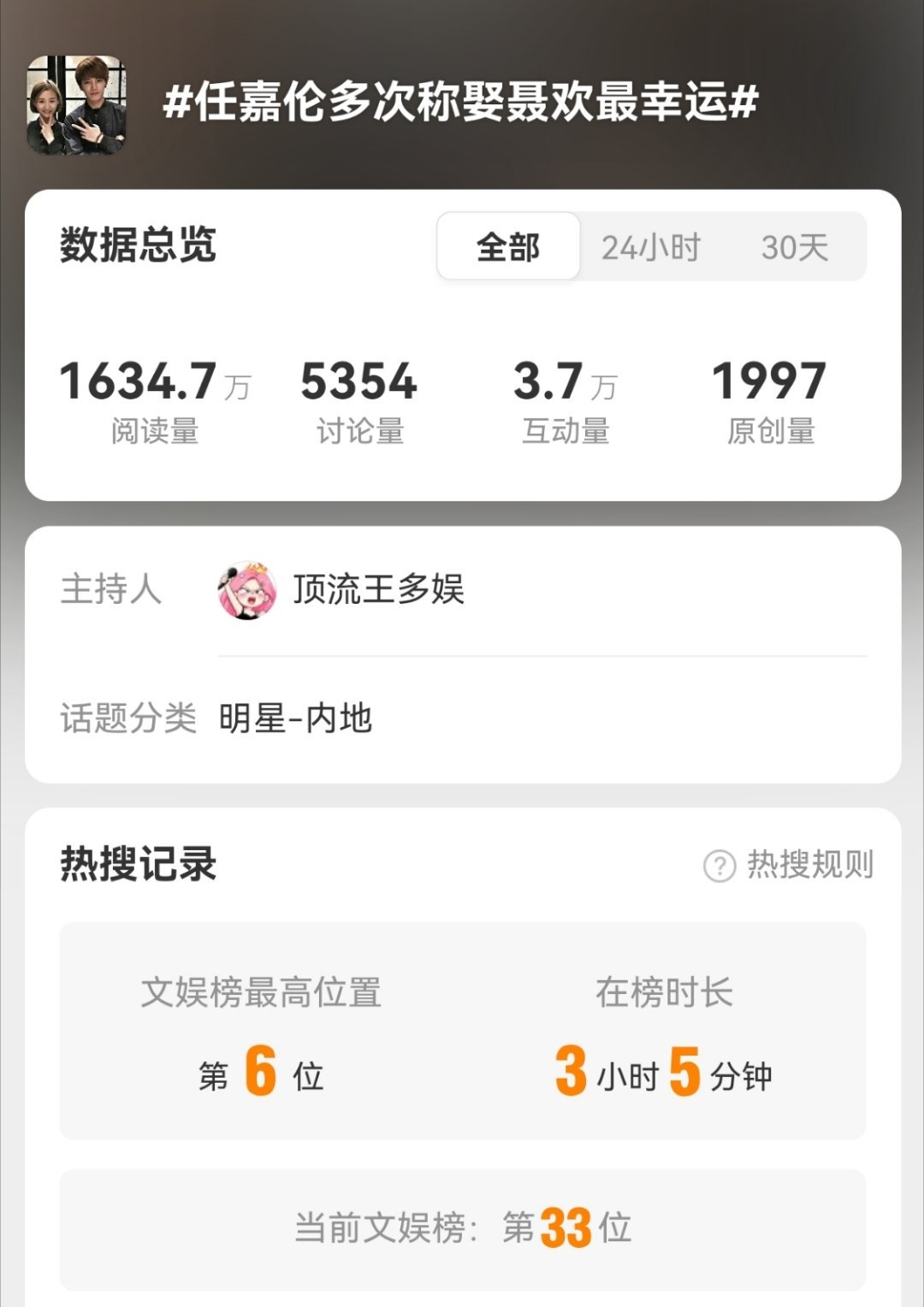 一天送了三个高位rs任嘉伦 聂欢|任嘉伦多次称娶聂欢最幸运 |刘大锤曝任嘉伦与老