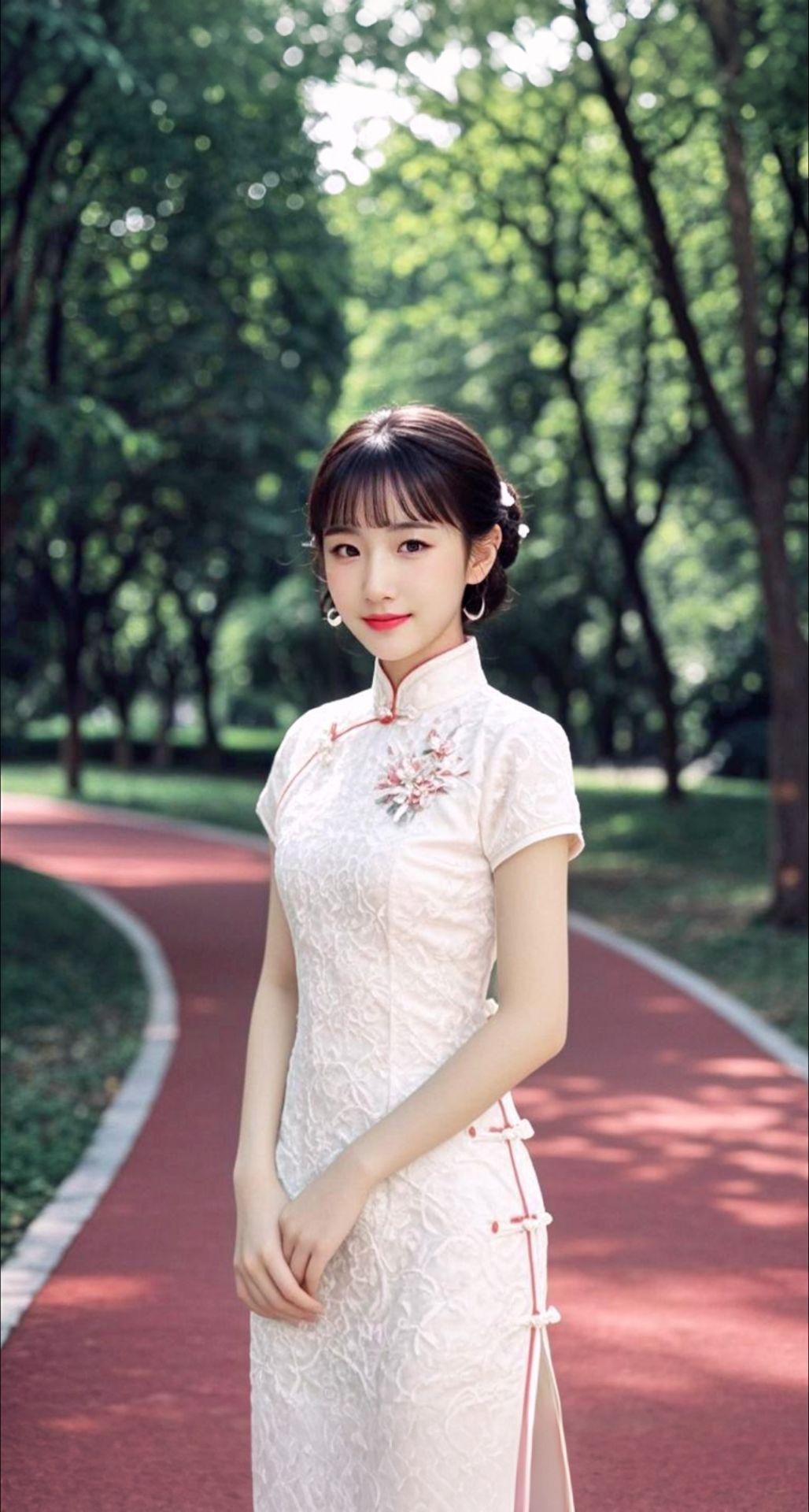 AI扩图 AI林间旗袍韵