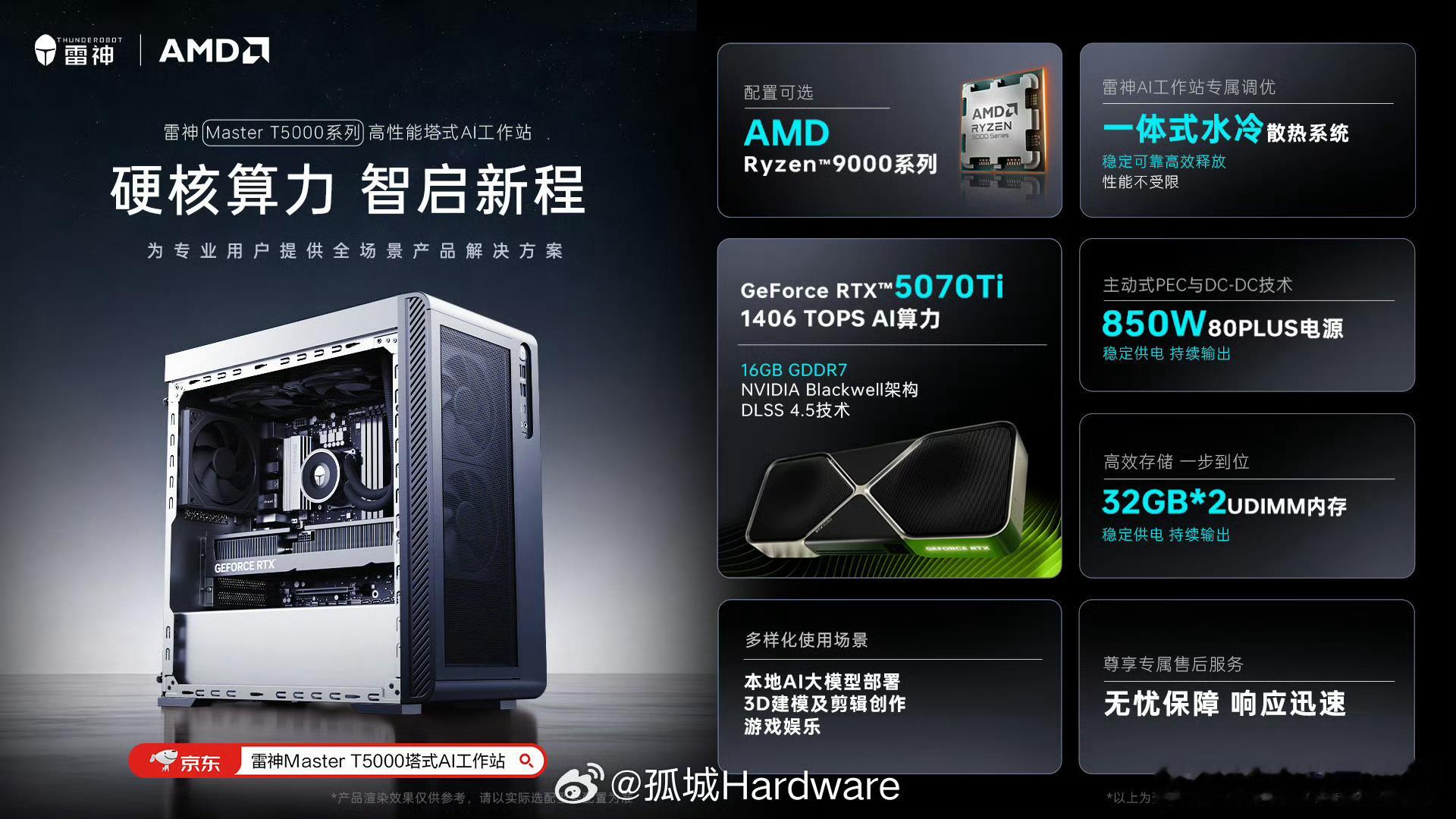 雷神新款工作站级台式机，搭载锐龙 9000 处理器 