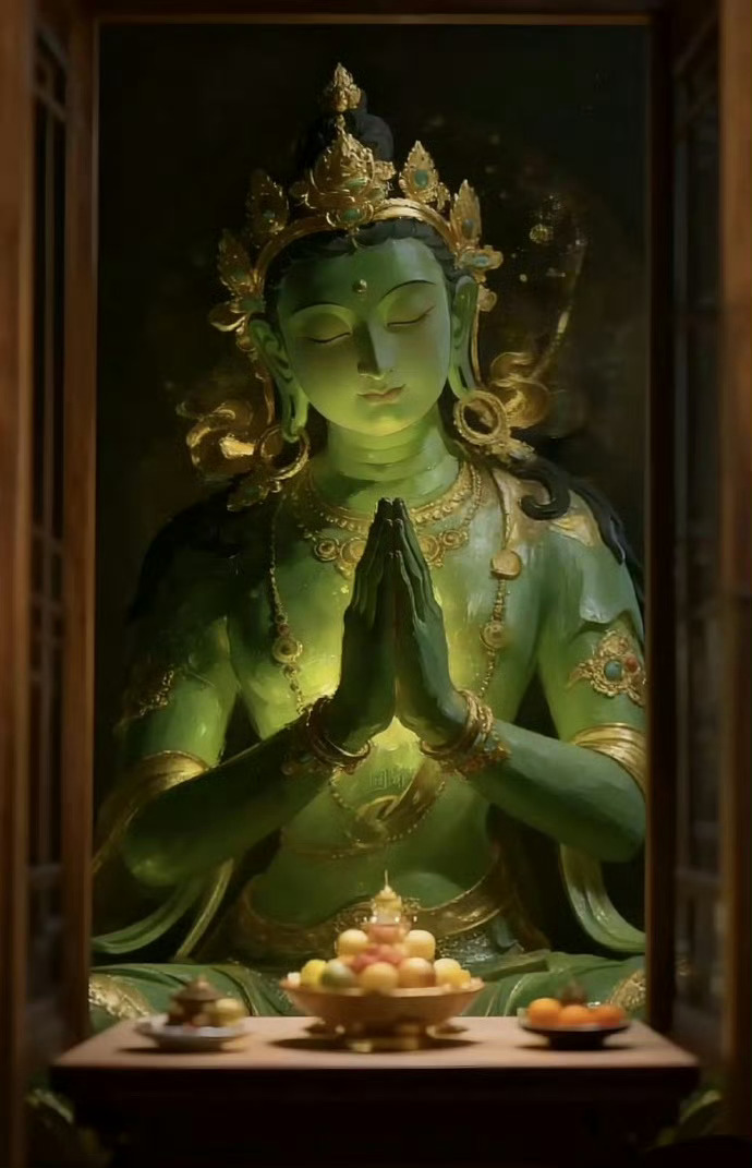 遇见绿度母！点赞许愿，很灵验的！！！ 