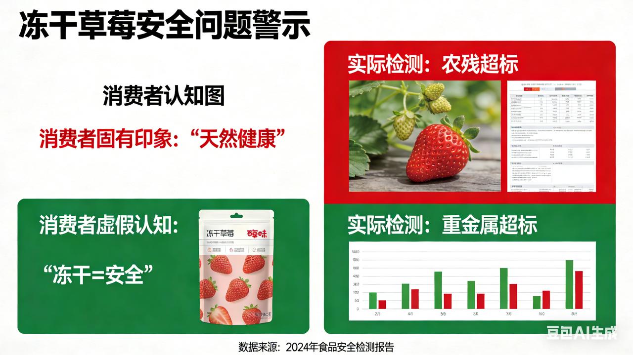别让“冻干”光环，遮蔽食品安全底线
 
近期冻干草莓被曝出农残、重金属严重超标，