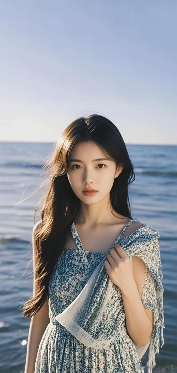 海边轻纱飘逸，温柔时光静好。