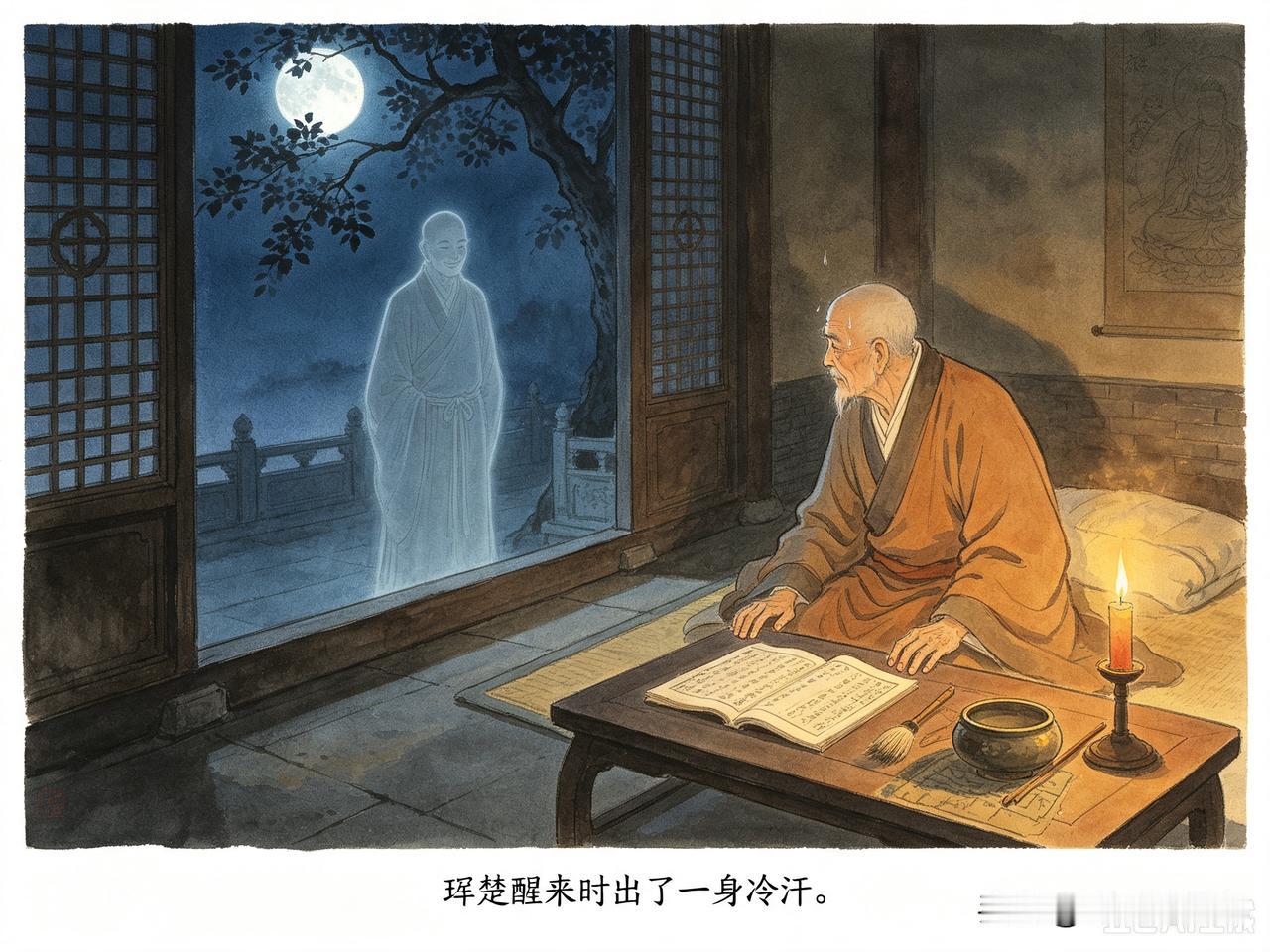 唐元和年间，苏州长寿寺有个和尚叫珉楚，有一天居然发现死去多年的师兄还活着，并邀他