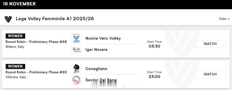 【意甲女排迎来四强捉对厮杀】 北京时间11月16日，意甲女排第10轮将迎来传统四