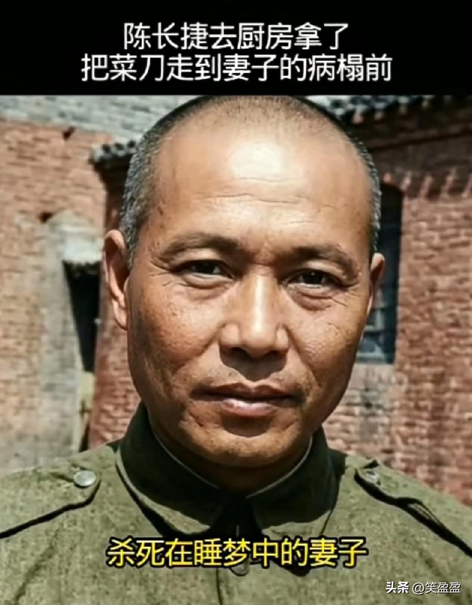 1968年4月7日晚，
陈长捷去厨房拿了把菜刀，
走到妻子的病榻前，杀死在睡梦中